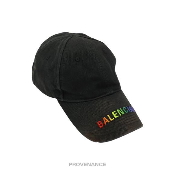 🔴 Balenciaga Embroidered Rainbow Logo Cap - Washed Black - Picture 3 of 12